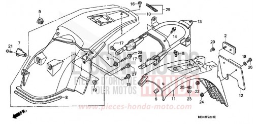 REAR FENDER (DK/ED/U) XR650R2 de 2002